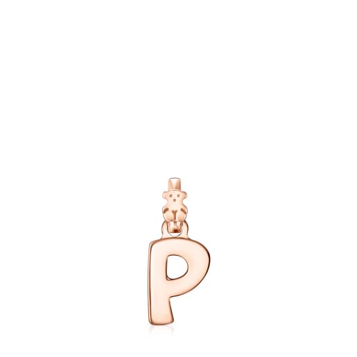Dije Alphabet letra P con baño de oro rosa 18 kt sobre plata
