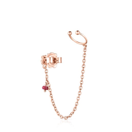 Motif Earring in Rose Silver Vermeil with Spinels and Ruby