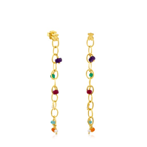 Vermeil Silver Elise Earrings with Gemstones and Pearl