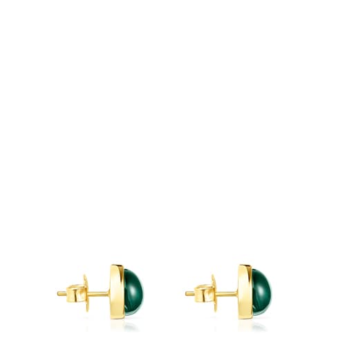 Silver Vermeil Cocktail Earrings with green Glass