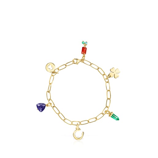 Pulsera con baño de oro 18 kt sobre plata y gemas TOUS Good Vibes