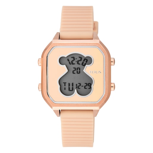Rose IP Steel D Bear Teen Watch with nude Silicone strap