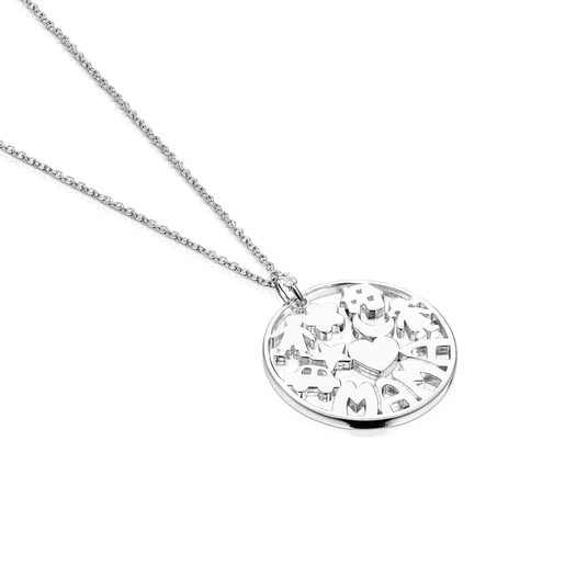 TOUS Mama Necklace in Silver and black cord