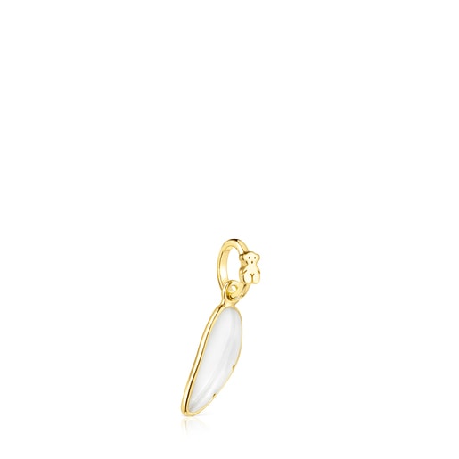 Silver Vermeil Fragile Nature leaf Pendant with Mother-of-Pearl