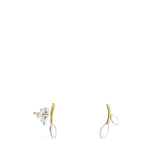 Silver Vermeil and Silver TOUS Real Mix Leaf Earrings 1,8cm.