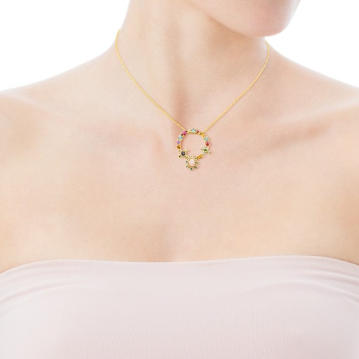 Gold Mini Teatime Necklace with Gemstones