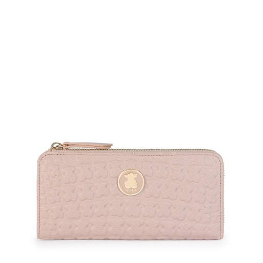 Medium pink Leather Sherton Wallet | TOUS