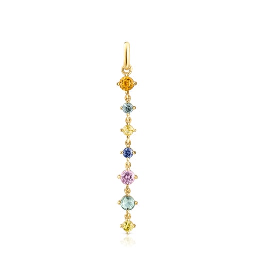 Long Silver Vermeil Glaring Pendant with multicolored Sapphires | TOUS