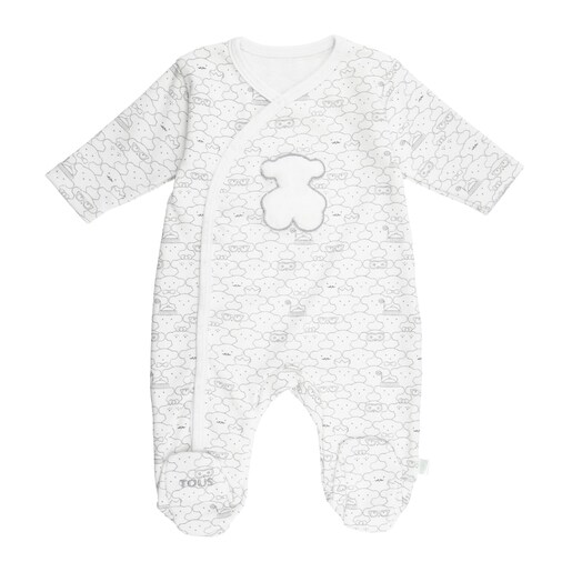 Mani Bear crossover sleepsuit in White