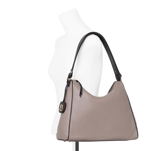 Taupe-gray colored Leather Arisa Shoulder bag