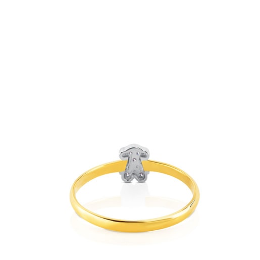 White and Yellow Gold Puppies Ring with Diamond