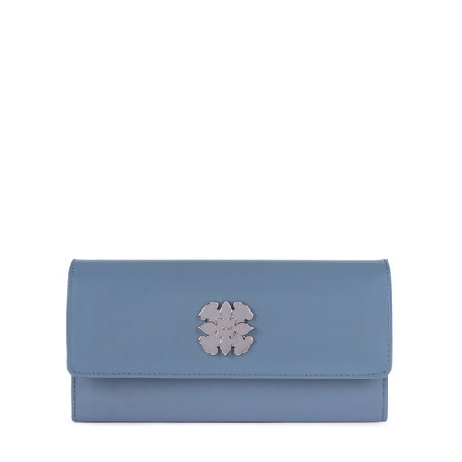 Średniej wielkości niebieski skórzany portfel z kolekcji Rossie