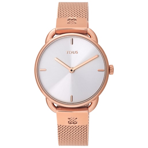 Reloj Let Mesh de acero IP rosado